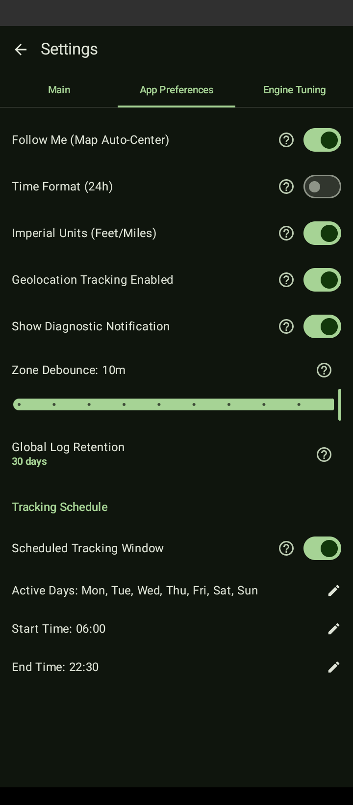 App Settings Tab