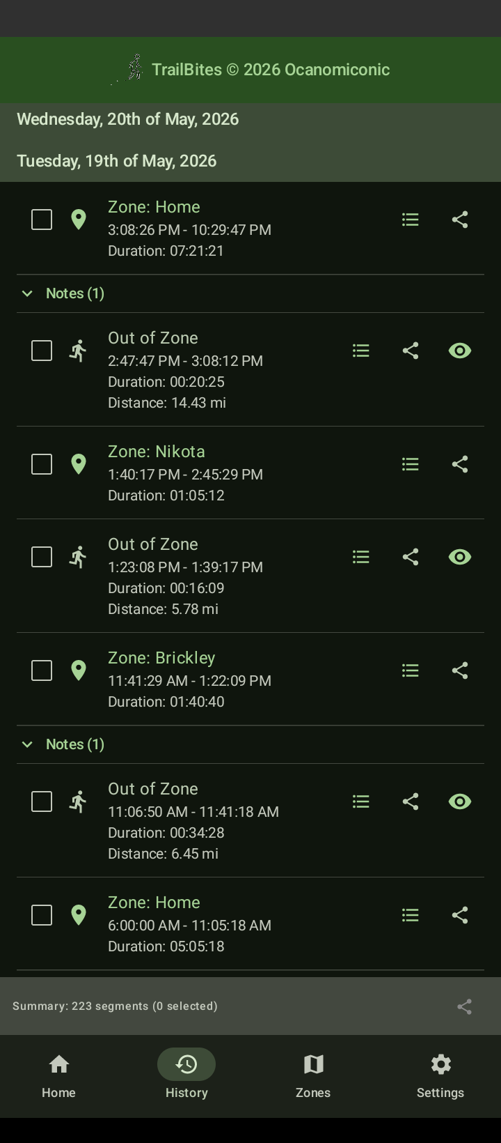Time Line Screen